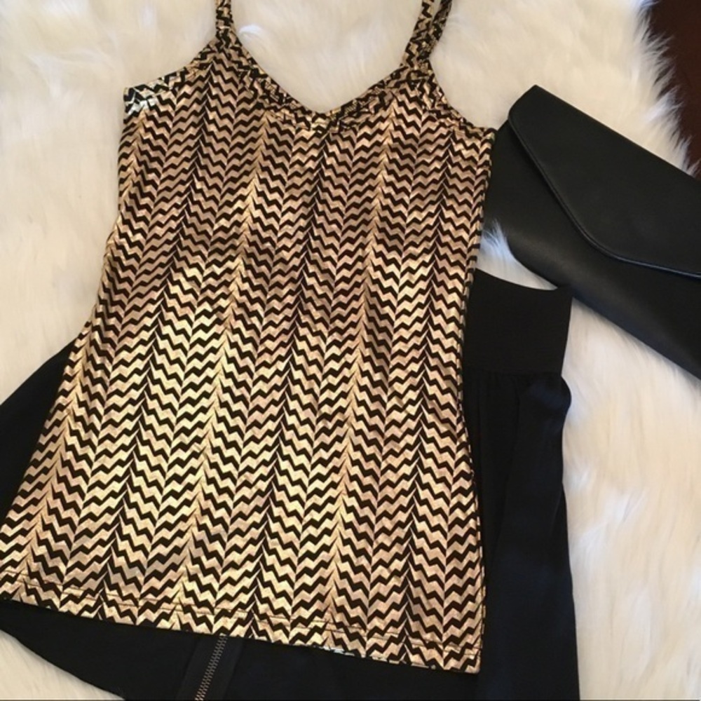 No Boundaries Gold Lame rockstar tank